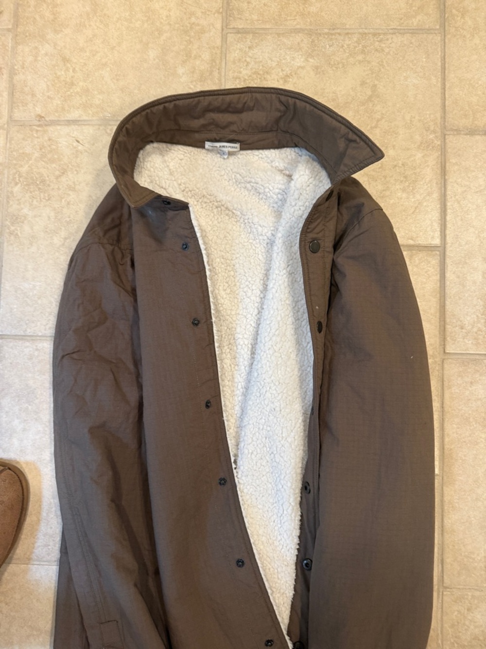 James Perse Olive/Brown Sherpa-Lined Field Jacket